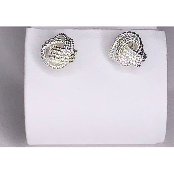 925 STERLING SILVER LOVE KNOT EARRING - Picture 2 of 6